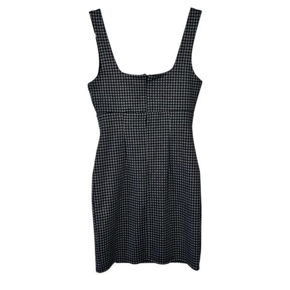 Forever 21 Gingham Square Neck Mini Dress Black White Small Side Slit Sleeveless - Picture 2 of 6